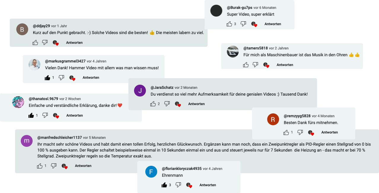 YouTube-Kommentare von zufriedenen Zuschauern